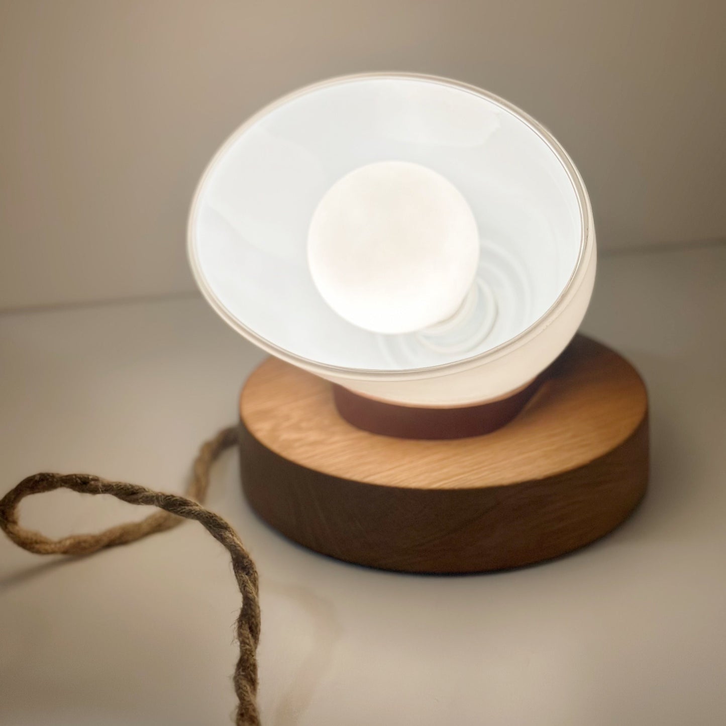 White Oak & Glass Accent lamp